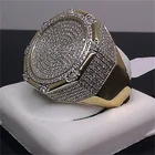 Ring Gold Plated Rings Full Drill Crystal Mens Ring Diamond Jewelry Alloy Gold Plated Finger Ring