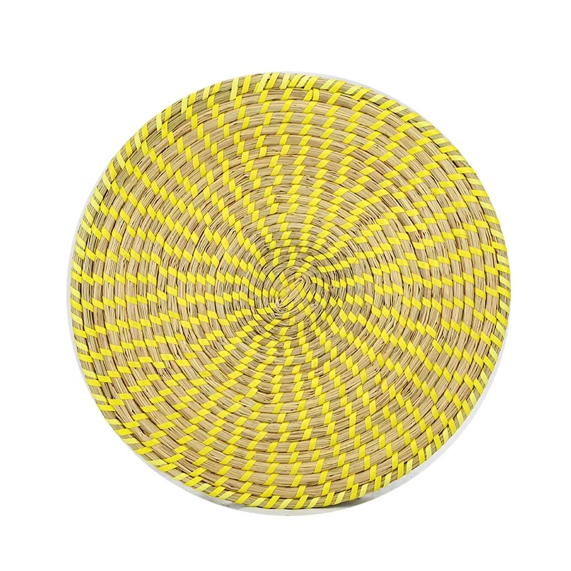 HUAYI Hand woven natural round straw placemat for home or restaurant