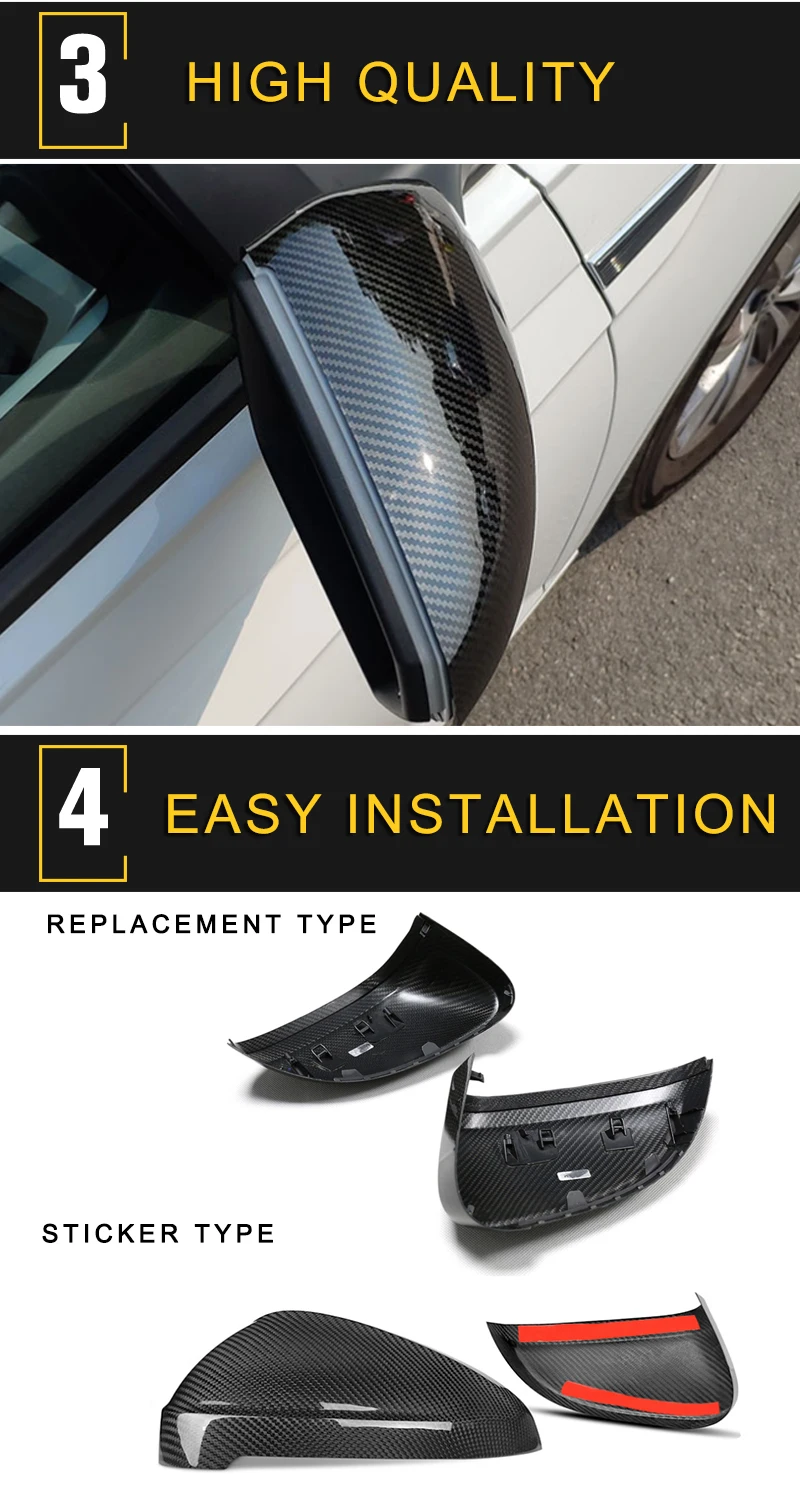 Porsche Taycan 9J1 Dry Carbon Fiber Replacment Mirror Cover Cap