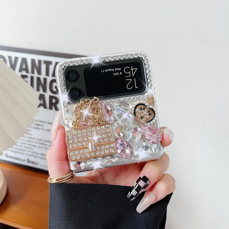 Luxury Bling Glitter Diamond Crystal Phone Case For Samsung Galaxy Z Flip 5 4 3 Rhinestone Covers For Samsung Galaxy Z Fold 4 3