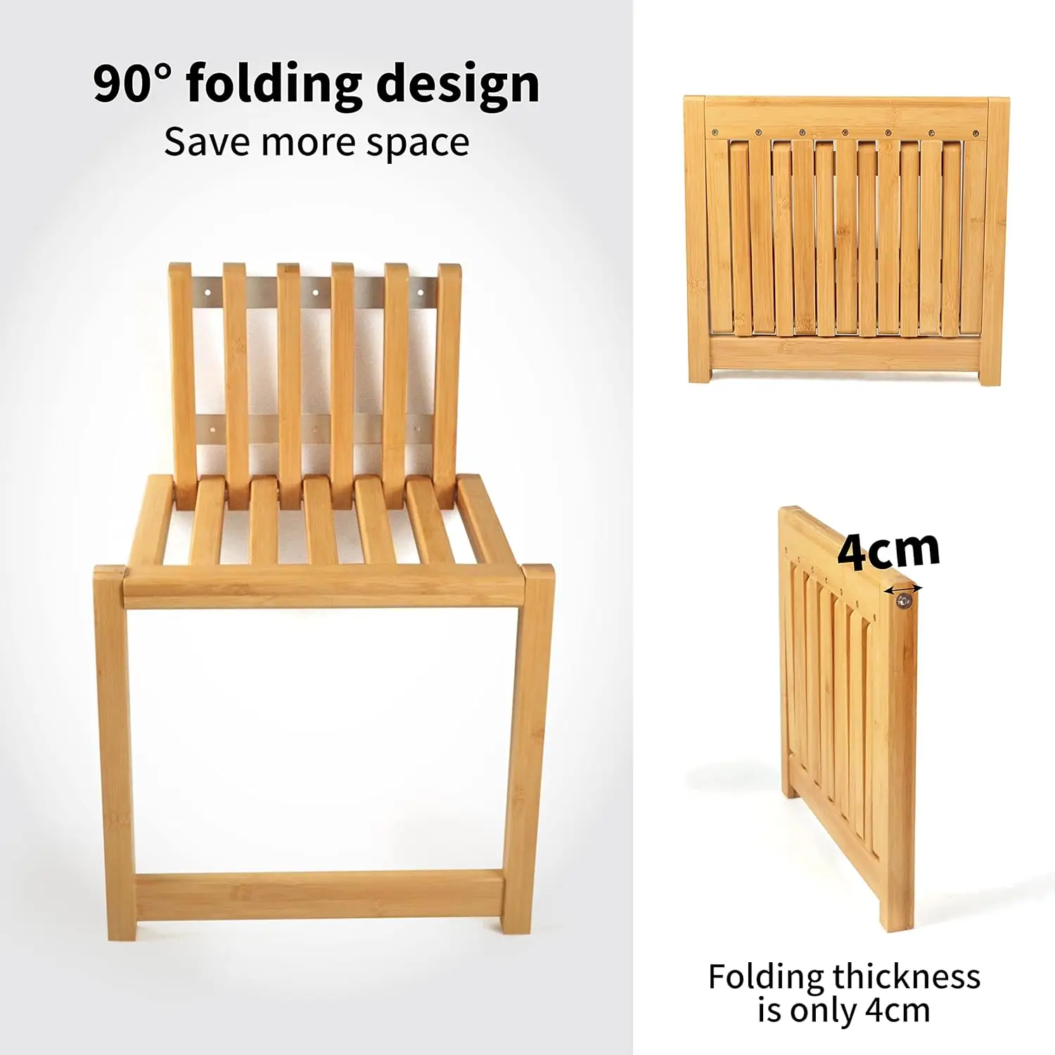 product modern leisure bamboo folding stool wall mounted foldable shower chair shoe changing stool for bathroom living room bedroom-0