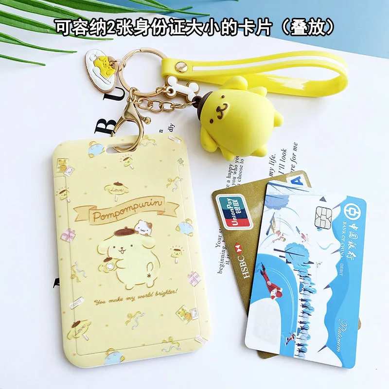 Wholesale Kawaii Key ring llaveors My Melody Keychain Card ID Holder Anime Keychain Kuromi Cinnamoroll PomPom Purin