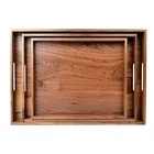 Of Trays Set Of 3 Extra Large Nesting Walnut Wooden Coffee Serving Kitchen Table Trays