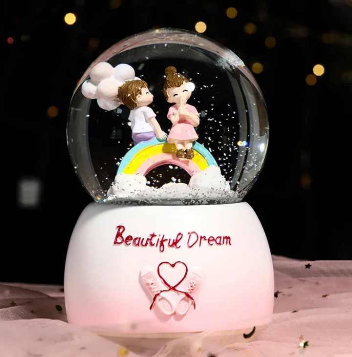 crystal ball music box luminous music box resin ornaments dream