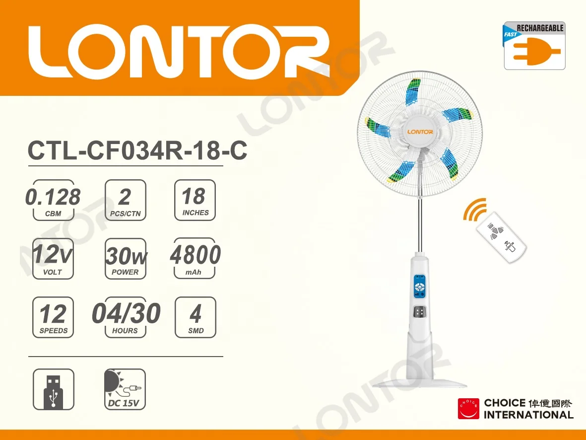 Lontor Commercial Standing Fan, Solar, USB - detail 20