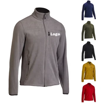 2022 Company uniform Staff Sleeve Warm Polar Fleece Jacket Outdoor Zipper Full Zip Up Custom Micro Tech Fleece Jacket Men