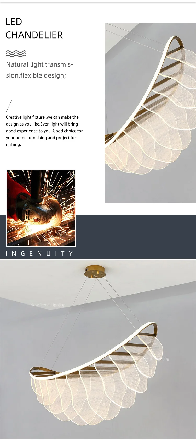 CPL-306 Modern Design Indoor Decoration Villa Hotel Mall Acrylic LED Hanging hotel lobby Chandelier supplier