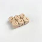Beads Wood Baby Teething Accessories Square Shape Beech Wooden Letters Beads For Wooden Beaded Bag