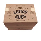 Bamboo 200PCS Bio-degradable Cotton Tips In Kraft Paper Box Cotton Buds Bamboo