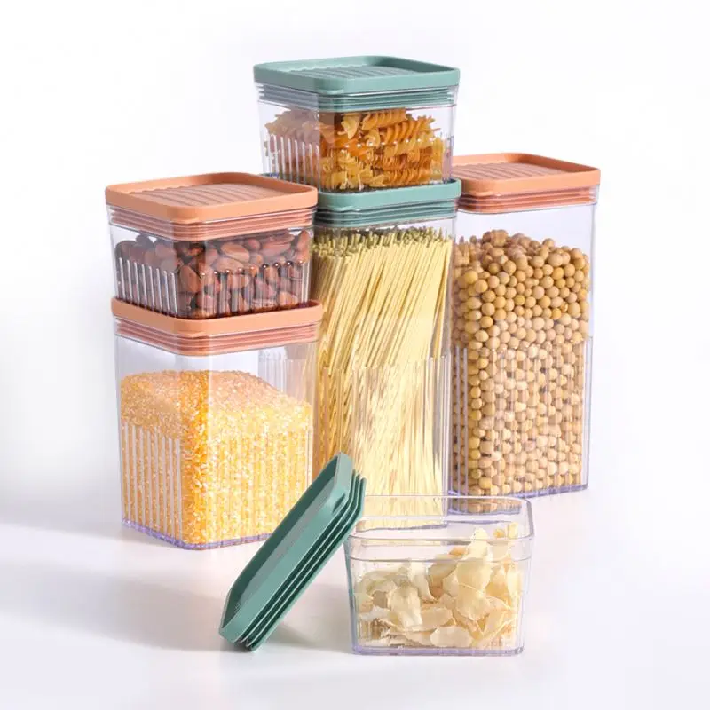 eco friendly clear storage pantry jar canister with plastic lid for kitchen