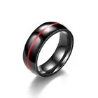 Band 8mm Wedding Band Thin Line Polished Finish Black Stainless Steel Ring For Men Women 7 Color PPR005
