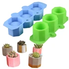 Product Resin Hot Selling Product 3 Holes Round Geometric Polygonal Silicone Flower Pot Resin Molds For Concrete
