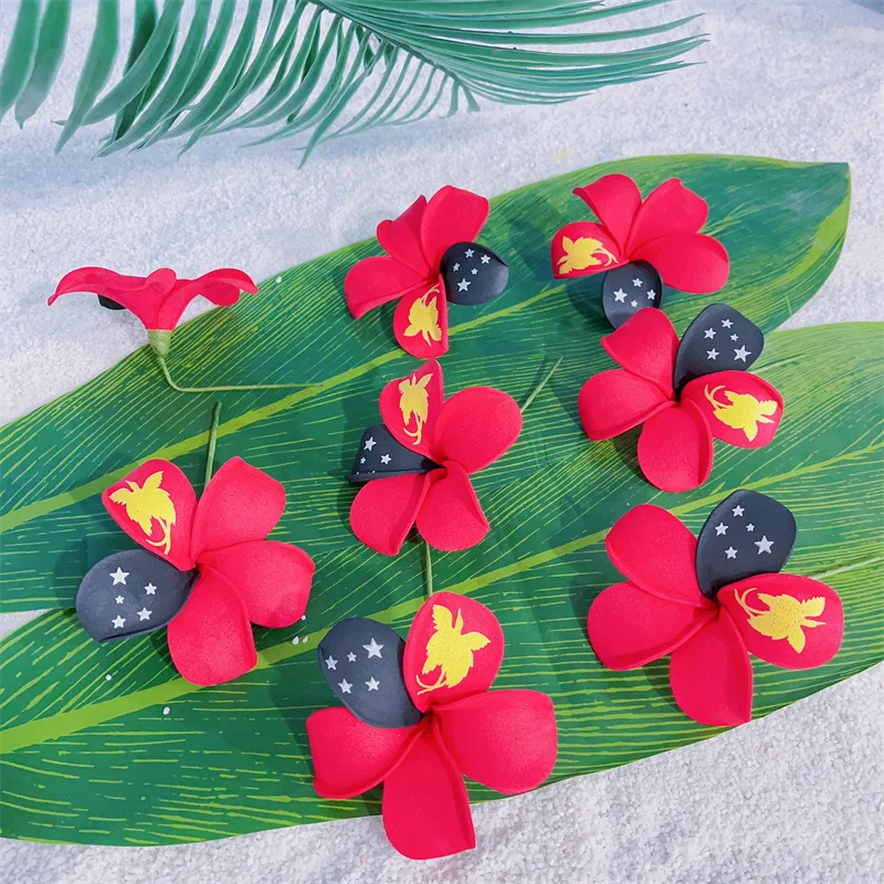 Wholesale Papua New Guinea Flag Foam Flower Hair Stick Custom Made Hair Pick Tropical Headwear Hair Accessories Headflower