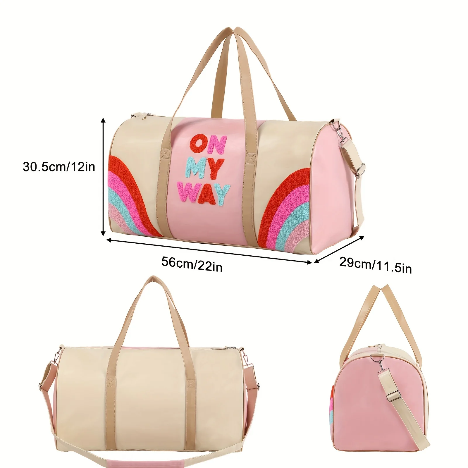 Casual Weekend Luggage Large Embroidery Capacity Shoulder Travel Bag Sports Gym Carry-On Women Duffel Bag details