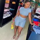 Shorts Set Women Women Summer Clothes Shorts Set Fashion Solid Biker Bandage Shorts 2 Piece Set Women