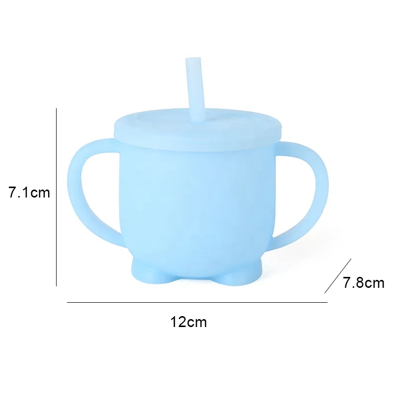 Reusable BPA Free Silicone Baby Toddler Straw Training Cups with Straws