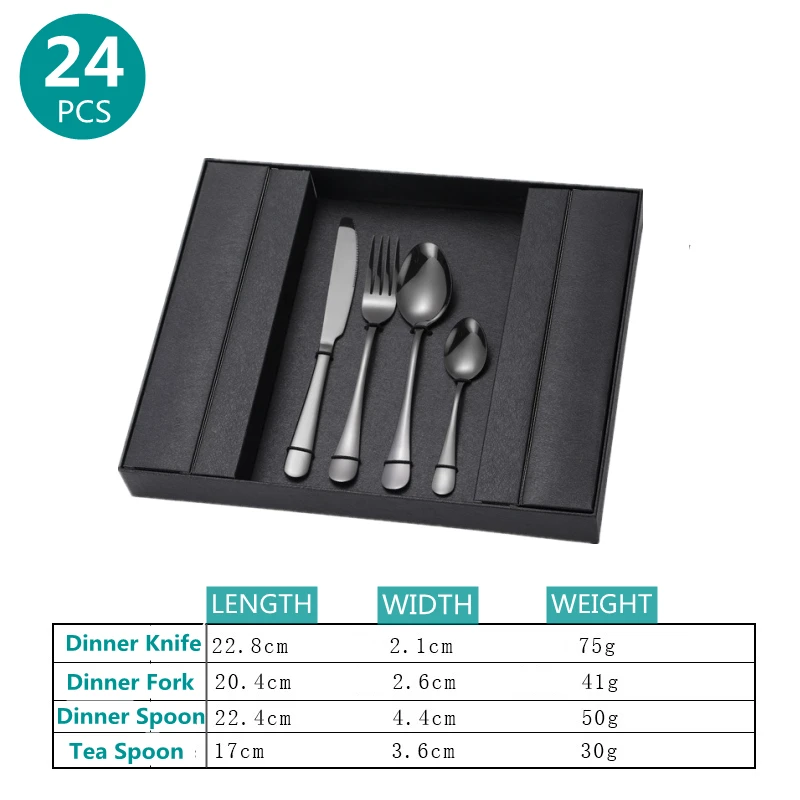 CLASSIC 24 PCS Stainless Steel Flatware Cutlery Set Wholesale Customized Party Gifts Tableware for Dinner