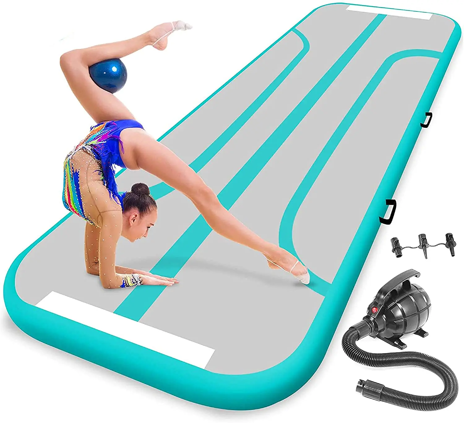 Air Tumble Track Set Inflatable Airtrack Gymnastics Mat with Electric Air Pump for Practice Gymnastics Fostoy Air Tumble Track Mat Home Floor Tumbling,Parkour