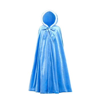 Hot Sale Christmas Costume Princess Blue Cape Dress Thick Fluffy Long Girl Cosplay cloak Girls Capes