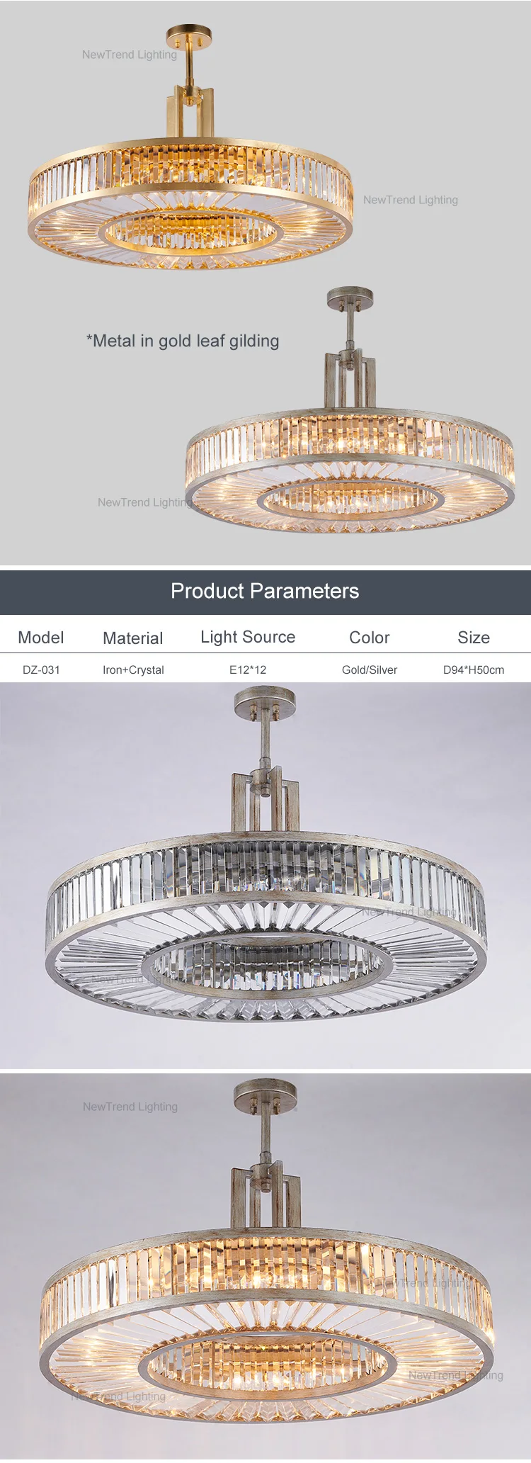 dz 031 new product indoor decoration hotel villa restaurant luxury crystal led ceiling chandelier-1