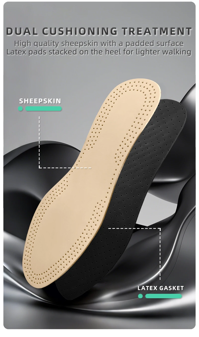 Sheepskin Leather Latex Insole Comfortable Shoe and Sports Insoles for Pain Relief Anti-Odor and Sweat Wicking Sheepskin Leather Latex Insole Comfortable Shoe and Sports Insoles for Pain Relief Anti-Odor and Sweat Wicking