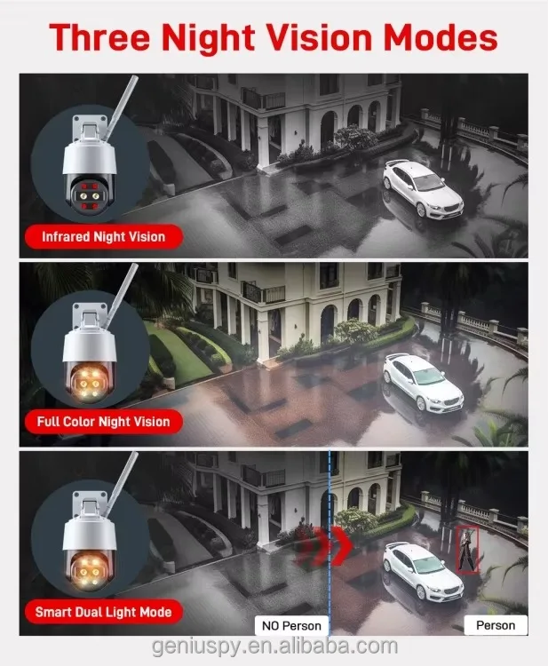 4K 8MP 5mp Outdoor Dual Lens 10x Zoom Surveillance Cctv Wifi 4G Lte IP Security Cam Network Ptz Dome Camera Night Vision TF Card