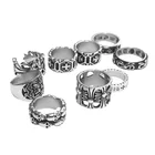 Vintage Hip Hop Knuckles Punk Hexagon Star Empty Cross Rhombus Roman Skull Men Stainless Steel Rings