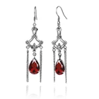 Earrings Drop Trendy Design For Women Earrings Ruby Jewelry 925 Sterling Silver Tassel Drop Earrings