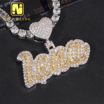 GRA Certificate Two-tone Pendant Color Hip Hop Rapper Iced Out VVS Moissanite Diamond Letter Logo Pendant