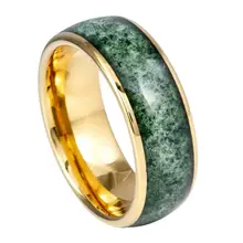 Wholesale price polished seaweed inlay tungsten ring 8mm men fashion jewelry wedding band