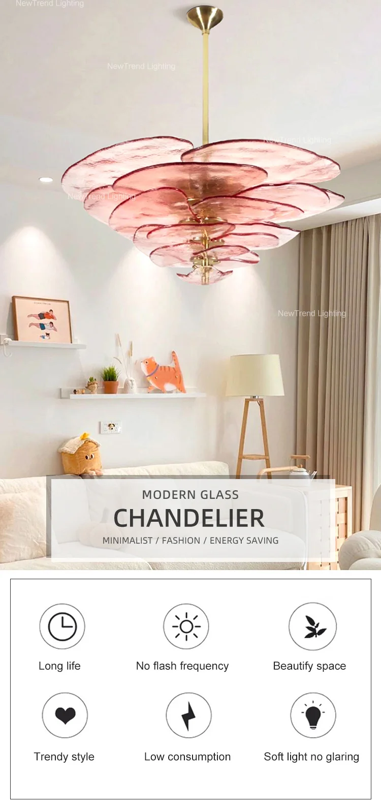 CPL-273 Modern Indoor Pendant Lamp Villa Apartment Living Room Glass LED Chandelier Light manufacture
