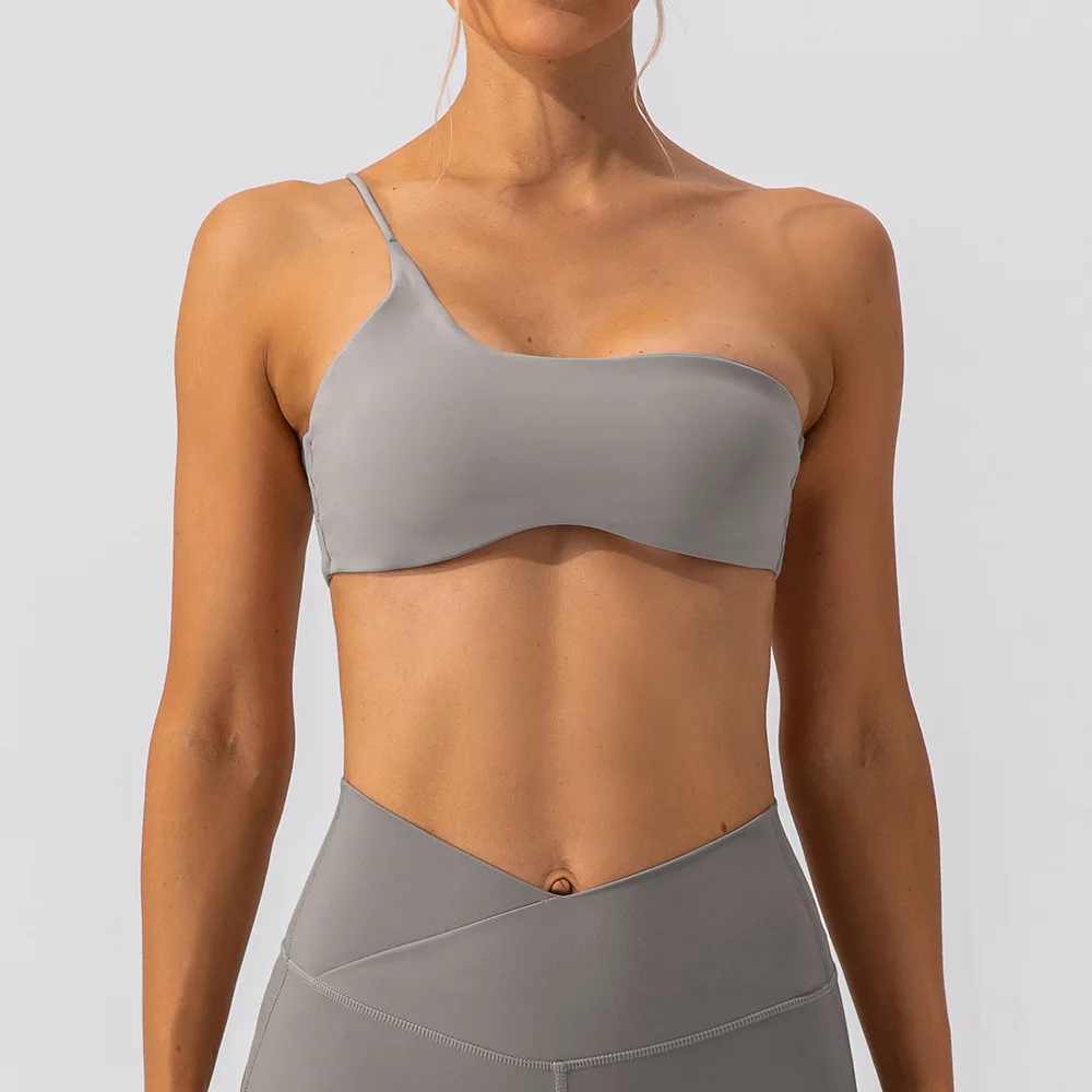 Hot Selling Customization Soft Breathable Women Padded Sports Bra Gym Sports Wear One Shoulder Sports Yoga Bras