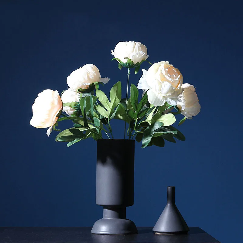 2023 Hot sell Home decor Living room items Craft ornament Porcelain Simple Geometric Creative Modern Flower Vases