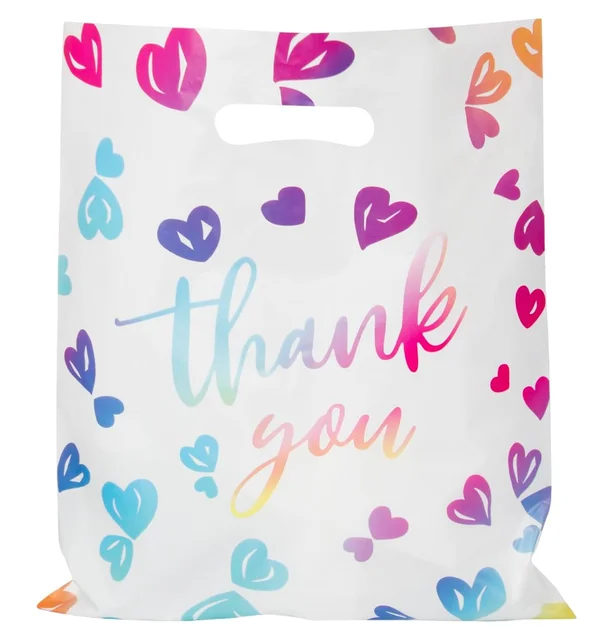 2.36 Mil PVC & PET Plastic Shopping Bag with Handle for Boutique Retail Gift Birthday Party Garment Shops Offset Printed