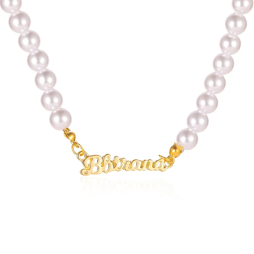 Fashion Pearl Necklace Custom Name 