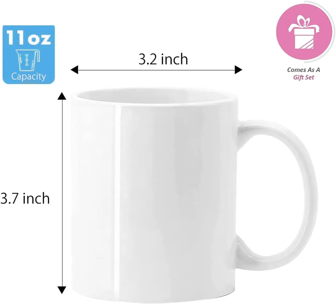 Customized White 11oz Premium AAA Ceramic Sublimation Blank Coffee Mugs For Sublimation