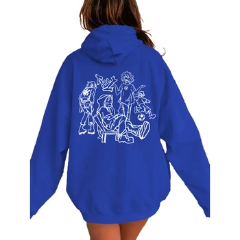 Customized figure printed square hoodie, suitable for girls casual and fashionable golf knitted top, winter fitness girls hoodie