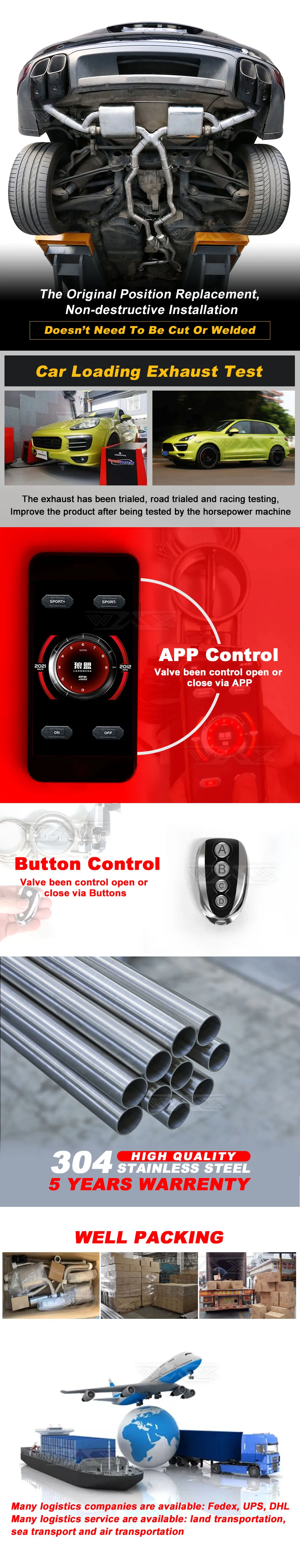 Stainless steel cat-back exhaust system for 958 2012-2018 car accessories electronic exhaust valve modified for 958 2012-2018