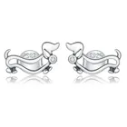 Silver Earrings Silver Jewelry 925 Sterling Silver Origami Dachshund Wiener Dog Stud Earrings For Women Girls