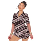 Sleepwear Custom Printed Color Star 2 Piece Set Short Sleeve Women'S Plus Size Sleepwear