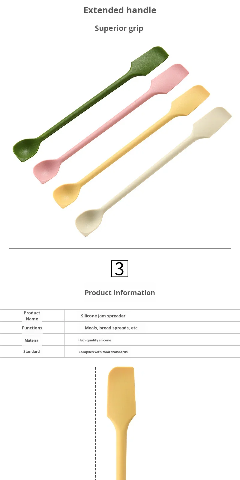 Kitchen Silicone Jam Spatula Seasoning Spoon and Baking Scraper for Cake Cream Bread-Jam-Perfect Baking & Pastry Tools supplier