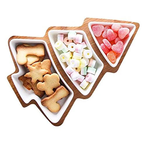Christmas Tree Shape Fruit Plate Plastic Nuts Snacks Plates Dishes Serving Tray 