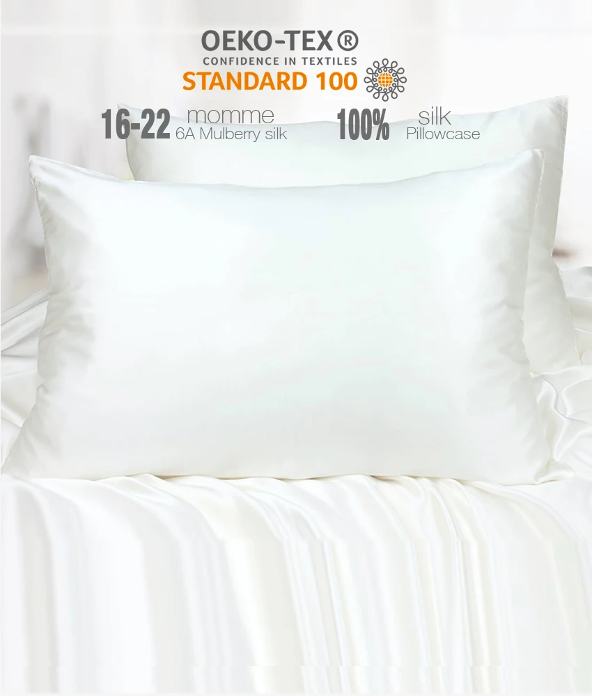 Wholesale Organic Luxury Queen Size Silk Pillow Cases & Cushion Cases 19mm Comfortable Mulberry Customizable Design Box White