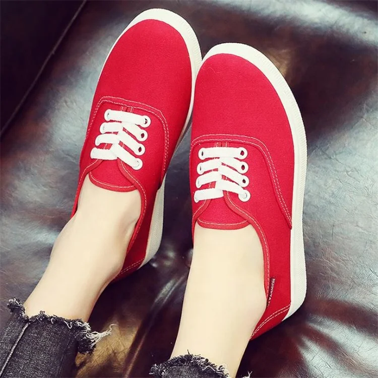 free sample new design ladies casual shoes women lace up canvas shoes