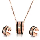 Fashion Set Jewelry Pendant Necklace Fashion Accessories Rose Gold Crystal Women's Pendant Earring Set Necklace Jewelry