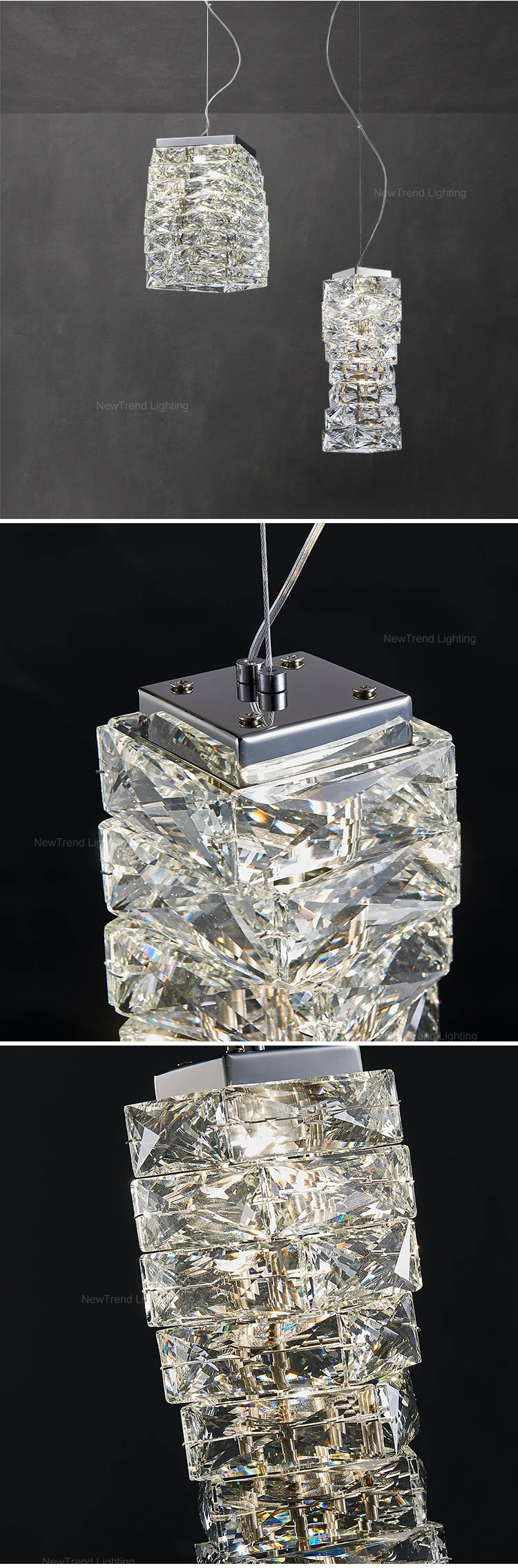 pft8459 new product k9 crystal led hanging light indoor decorative pendant for living bedroom dining room stylish home chandelier-2