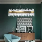 Elegant Lamp Gantung Rectangular Chandelier Crystal Big Lustre Moderne Salon Large Crystal Chandelier