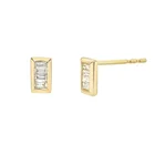 Silver Jewelry Silver Stud Earrings Silver Wholesale S925 Silver Dainty Jewelry Cubic Zirconia Mini Baguette Stud Earring