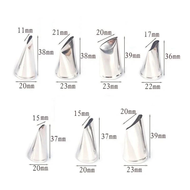 New Baking Tools 7 pcs Dress Ruffle Nozzle Tips Stainless Steel Tips Tulip Sphere Whip Buttercream Icing Piping Nozzles