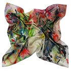 Scarves China Women High Quality Handmade Hemming Oil Painting Printed Colorful Silk Scarves Square